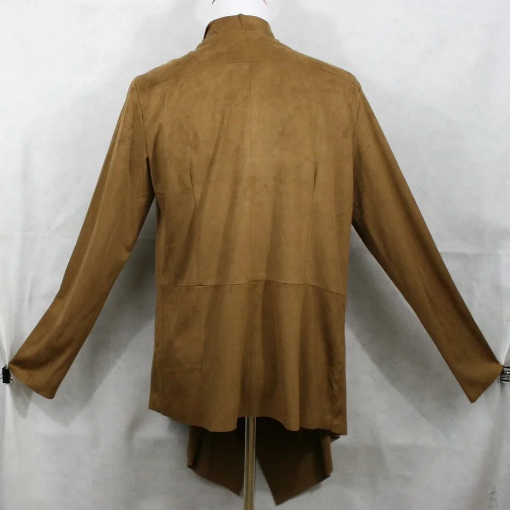 Dress Barn Lightweight Camel Faux Suede Jacket SZ M EUC - Picture 4 of 8